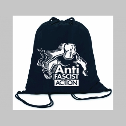 Antifascist Action  ľahké sťahovacie vrecko ( batôžtek / vak ) s čiernou šnúrkou, 100% bavlna 100 g/m2, rozmery cca. 37 x 41 cm